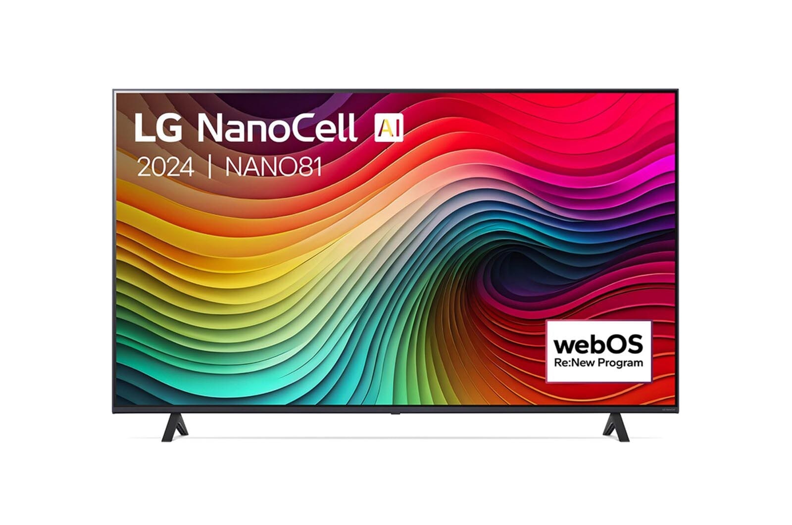 Vue avant de Smart TV LG NanoCell AI NANO81 4K de 65 pouces 2024 65NANO81T6A