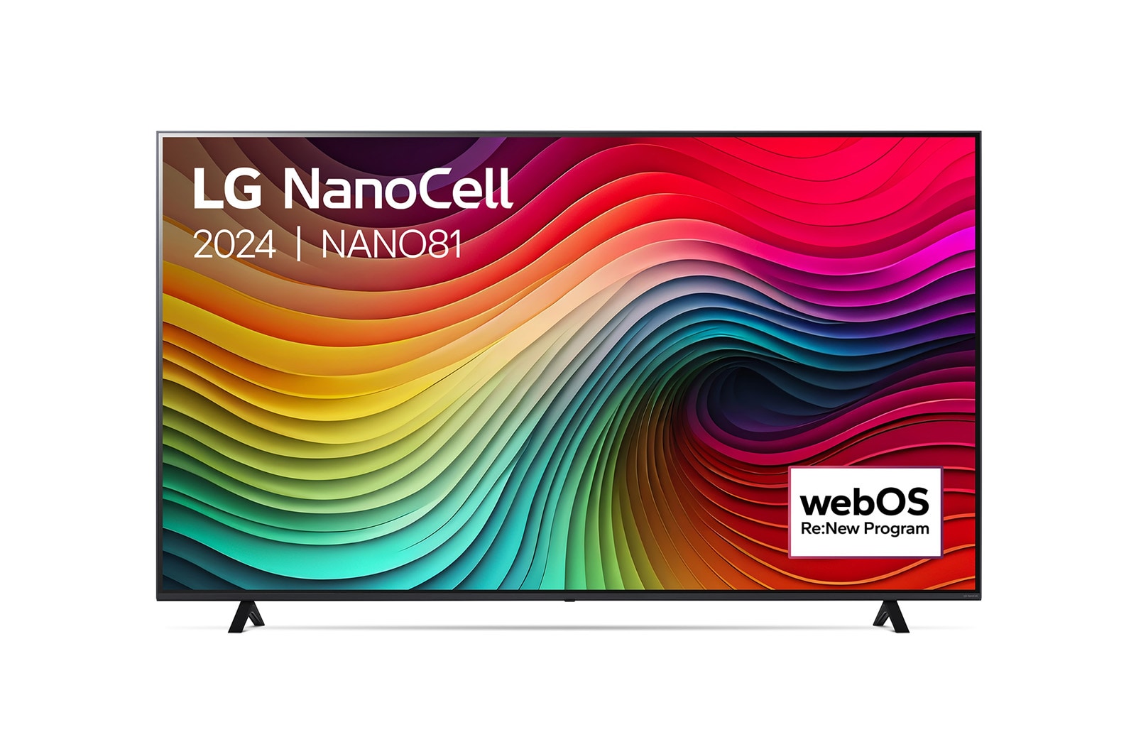 Vue avant de Smart TV LG NanoCell NANO81 4K de 75 pouces 2024 75NANO81T6A