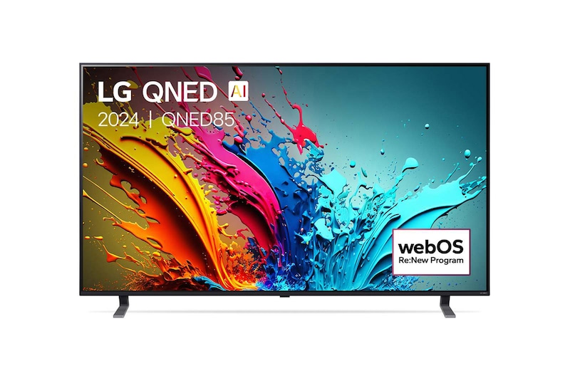 Vue avant de Smart TV LG QNED AI QNED85 4K 75 pouces 2024 75QNED85T6C