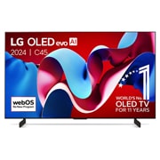 Vue avant de 42 pouces LG OLED evo AI C4 4K Smart TV OLED42C4 OLED42C45LA