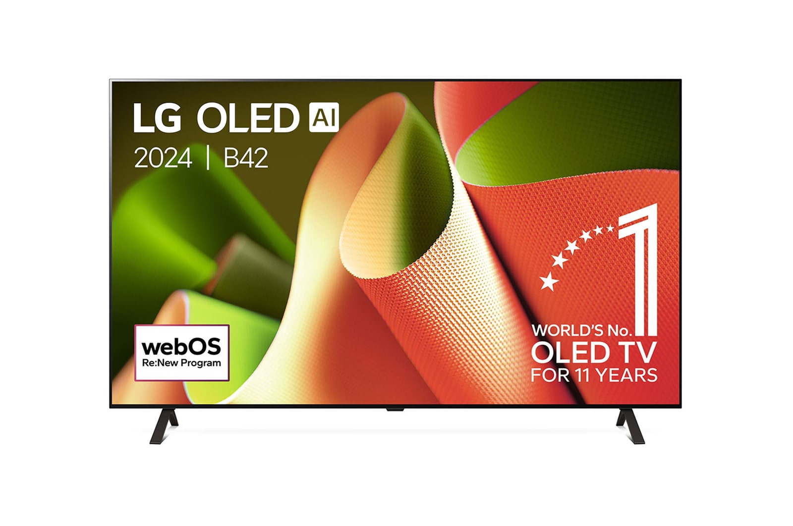 Vue avant de 55 pouces LG OLED AI B4 4K Smart TV OLED55B4 OLED55B42LA