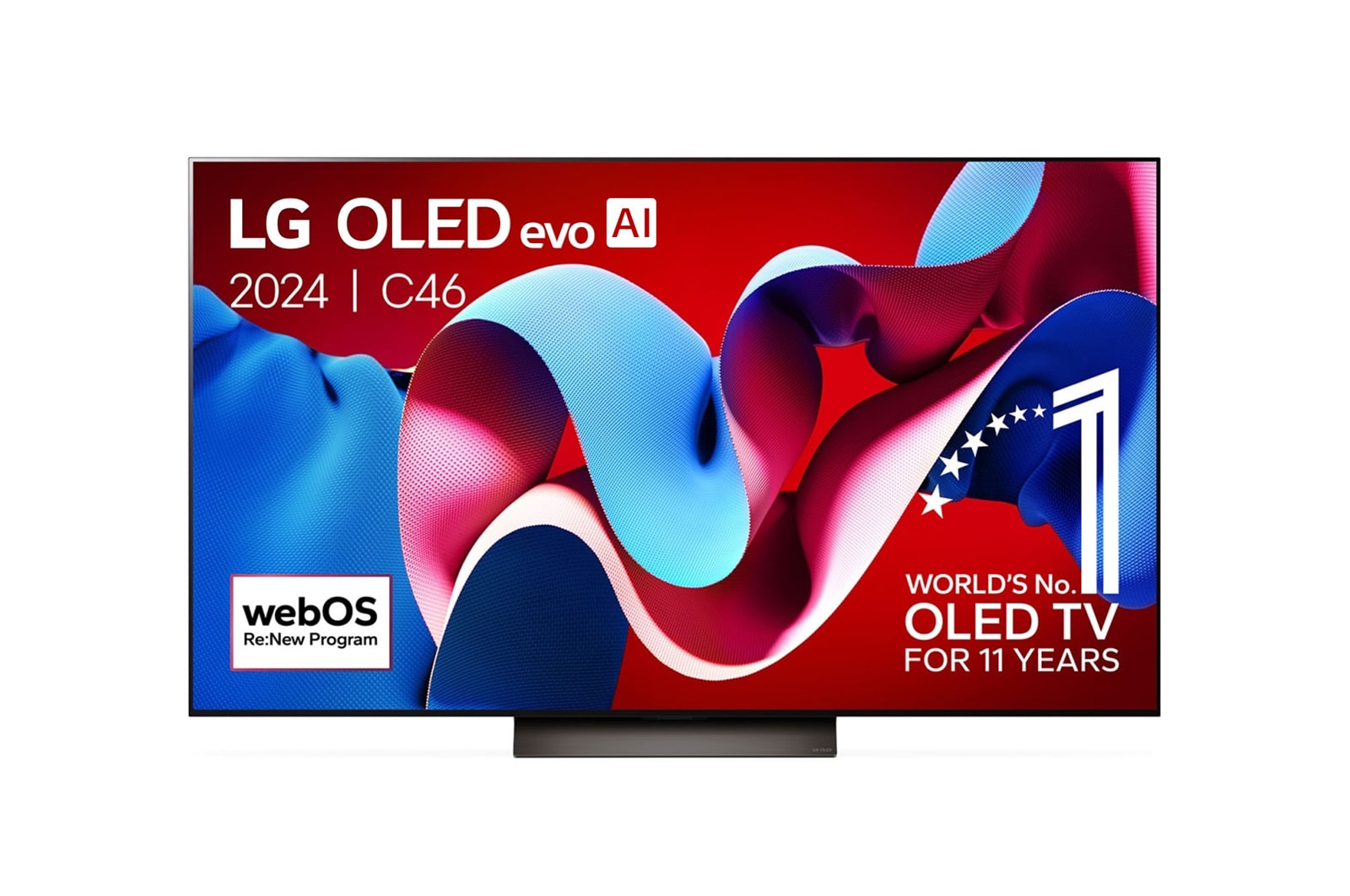 Vue avant de 77 pouces LG OLED evo AI C4 4K Smart TV OLED77C4 OLED77C46LA