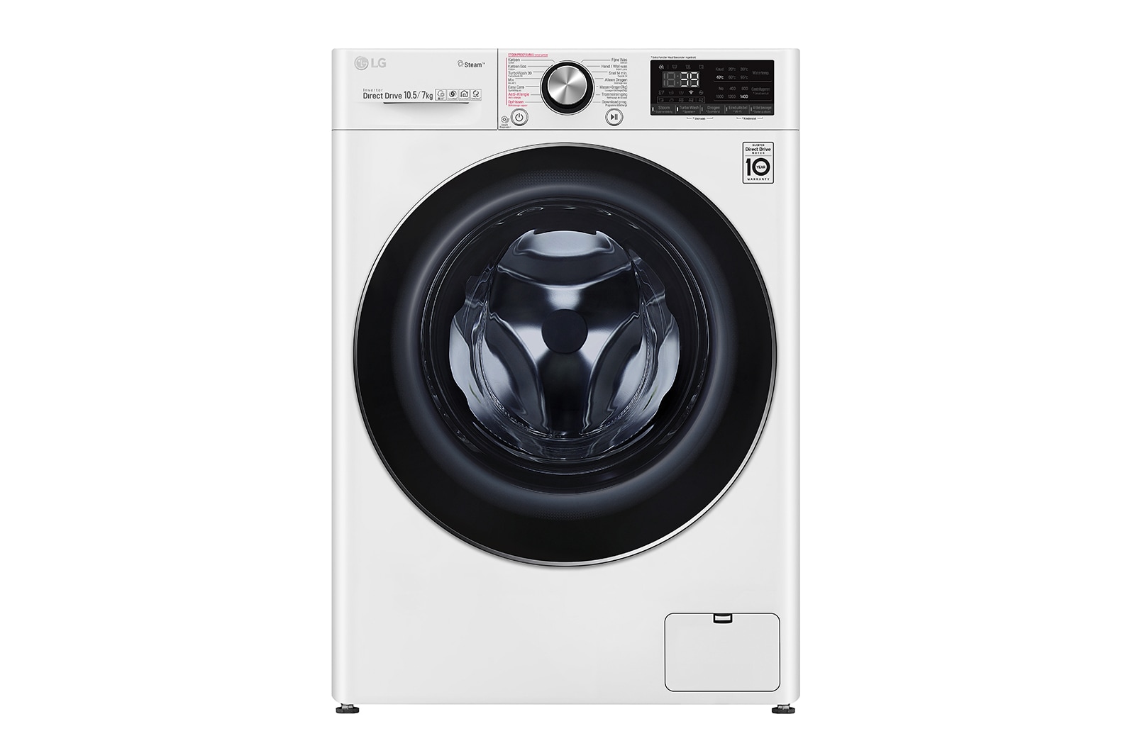 Vue avant de TurboWash™ 39 – lavage optimale en 39 minutes | Moteur AI DD™ reconnaît votre linge | E | 10.5 kg lavage/7 kg séchage  | lavage hygiénique à la vapeur F4DV910H2E
