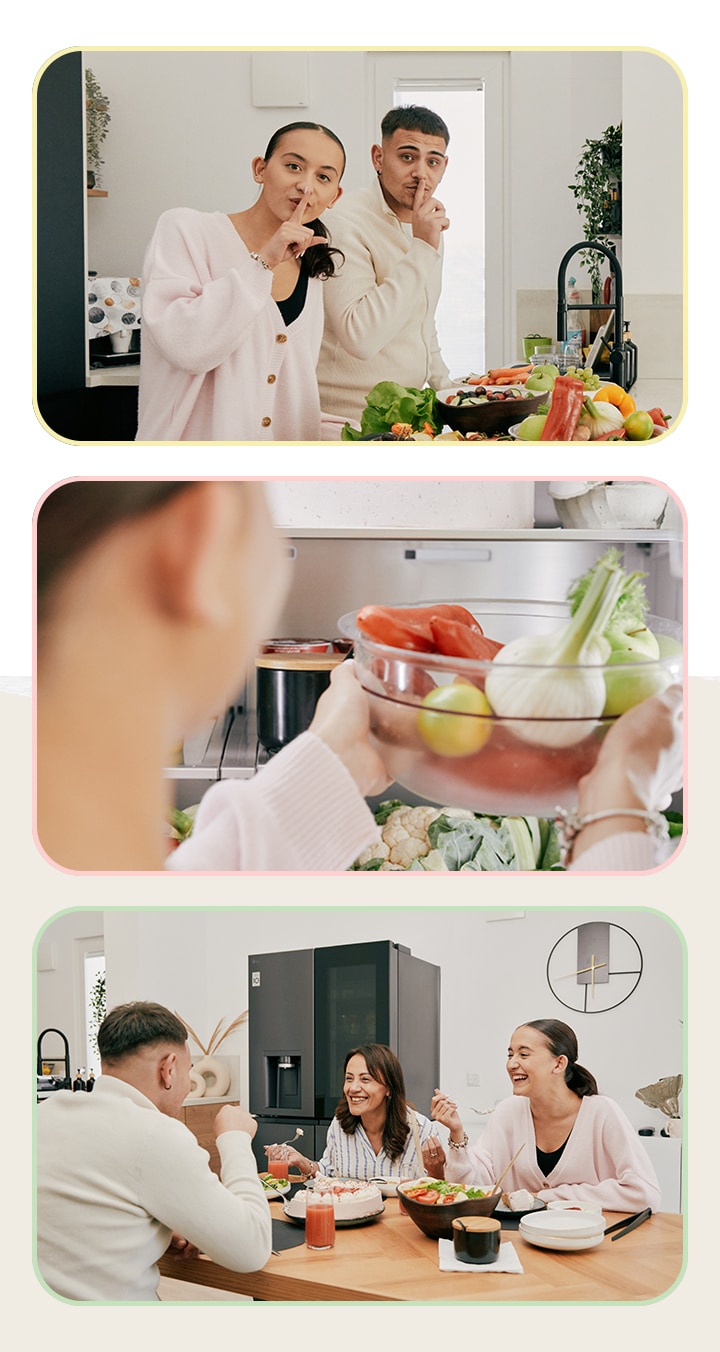 Image de frères et sœurs cuisinant ensemble avec bonheur pour préparer un plat que leur maman adore.