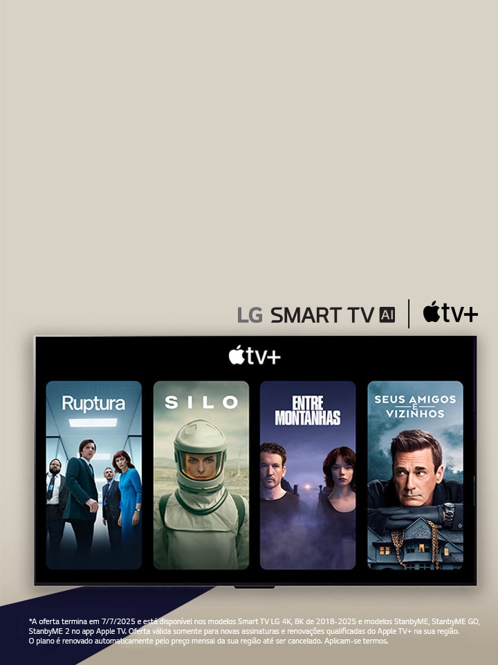 LG TV com quatro miniaturas de programas de TV