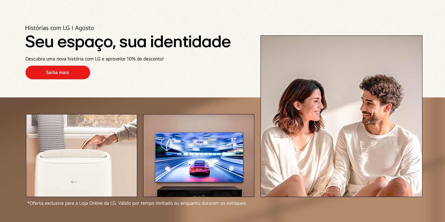 Imagem com uma pessoa e eletrodomésticos LG.