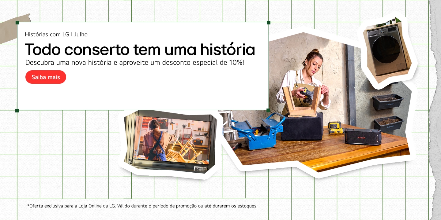 Imagem com uma pessoa e eletrodomésticos LG.