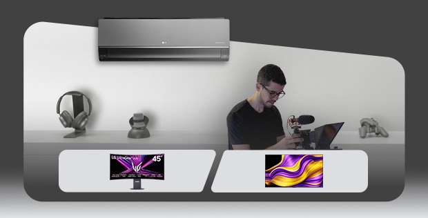 Imagem com uma pessoa e eletrodomésticos LG.