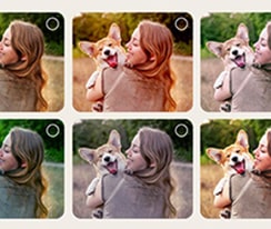 Tela de um usuário passando pelo processo de personalização do AI Picture Wizard. Uma das opções é realçada como se o usuário já tivesse feito sua escolha. 