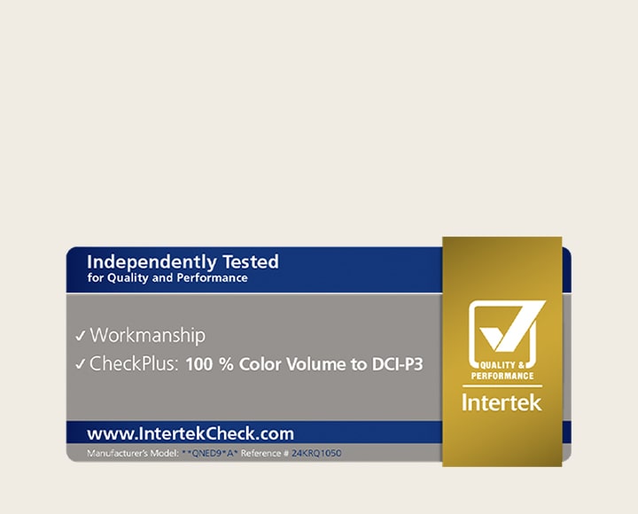 Certificação Intertrek para 100% de volume de cores de acordo com a DCI-P3.