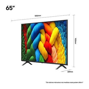 Comparação antes e depois de como o LG 4K Super Upscaling melhora a qualidade da imagem. Dois painéis mostrando a mesma imagem de um pássaro colorido pousado em um galho em uma floresta; o painel da direita está desbotado. O título fala sobre como o 4K Super Upscaling melhora a resolução, o brilho e a nitidez. 