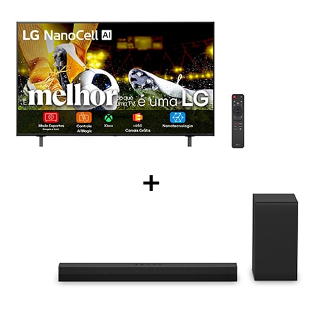 LG Combo Smart TV NanoCell AI 4K NANO80 de 86 polegadas 2025 + Soundbar S40T 300W RMS, 2.1 Canais, Dolby Digital - .S40 - 86NANO80