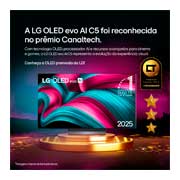 Vista lateral da Smart TV 4K LG OLED evo AI C5.