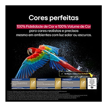 LG AI Magic Remote com o botão AI em destaque. Ao redor dele estão as diferentes funcionalidades que um usuário pode acessar a partir do botão. AI Voice ID, AI Search, AI Chatbot, AI Concierge, AI Picture Wizard e AI Sound Wizard. O texto explica que o LG AI Magic Remote completa sua experiência de IA com um botão AI dedicado e pode ser usado como um air mouse. Basta apontar e clicar.