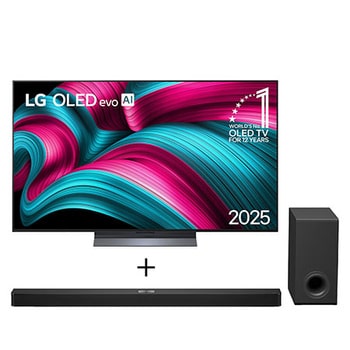 Combo Smart TV LG OLED evo AI C5 77" 2025 + Soundbar LG S90TY 5.1.3 Canais, 570W RMS, Dolby Atmos