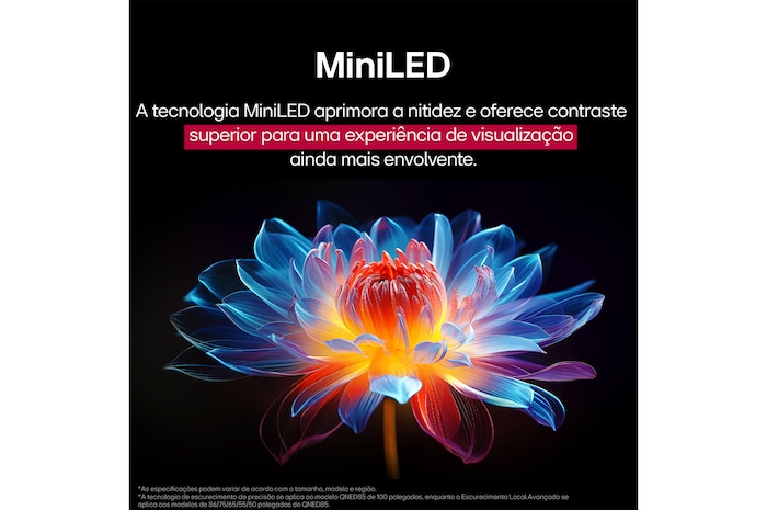 Papagaio em um galho de árvore em cores nítidas. O título fala sobre como a LG Al Picture Pro fez aprimoramentos visuais impressionantes na resolução, no brilho, na profundidade e na clareza da cena.