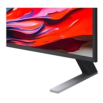 Vista frontal e lateral da Smart TV 4K LG QNED evo AI QNED85, mostrando suas dimensões de comprimento, largura, altura e profundidade.