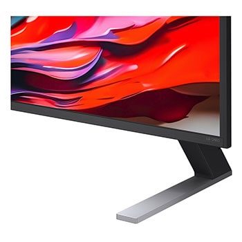 Vista frontal e lateral da Smart TV 4K LG QNED evo AI QNED85, mostrando suas dimensões de comprimento, largura, altura e profundidade.