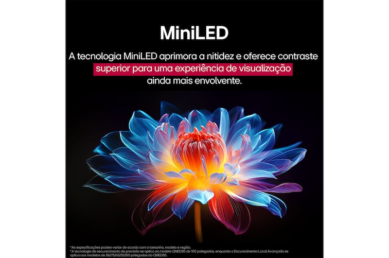 Papagaio em um galho de árvore em cores nítidas. O título fala sobre como a LG Al Picture Pro fez aprimoramentos visuais impressionantes na resolução, no brilho, na profundidade e na clareza da cena.