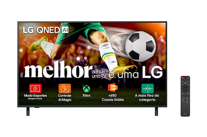 Vista frontal da Smart TV LG QNED AI 4K QNED82 de 50 polegadas 2025 50QNED82ASG