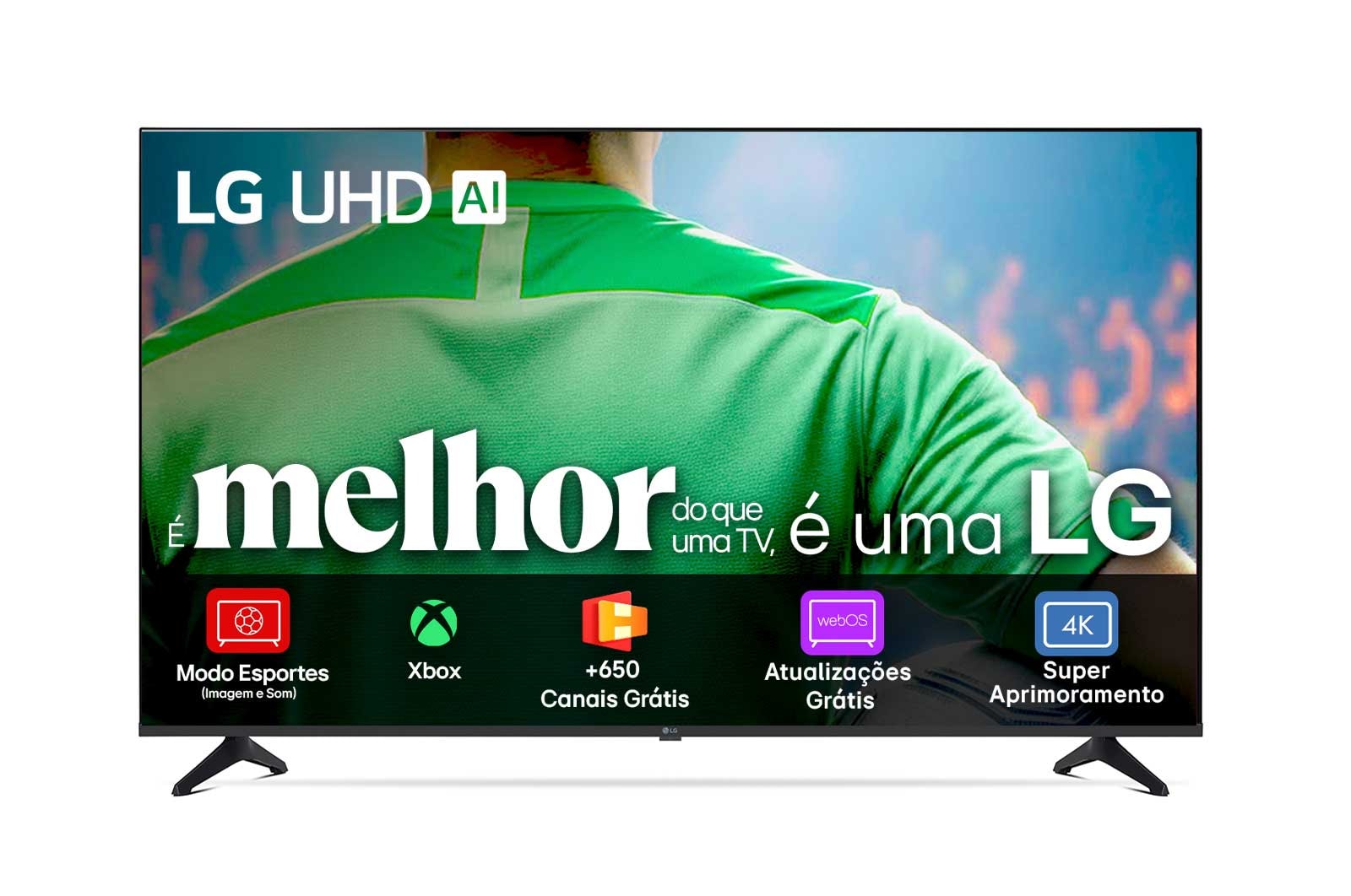 Vista frontal da Smart TV LG UHD AI 4K UA75 de 43 polegadas 2025 43UA7500PSA