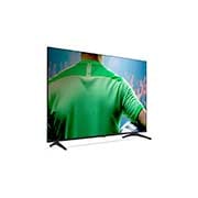 Vista lateral esquerda da LG UHD UA75 TV.