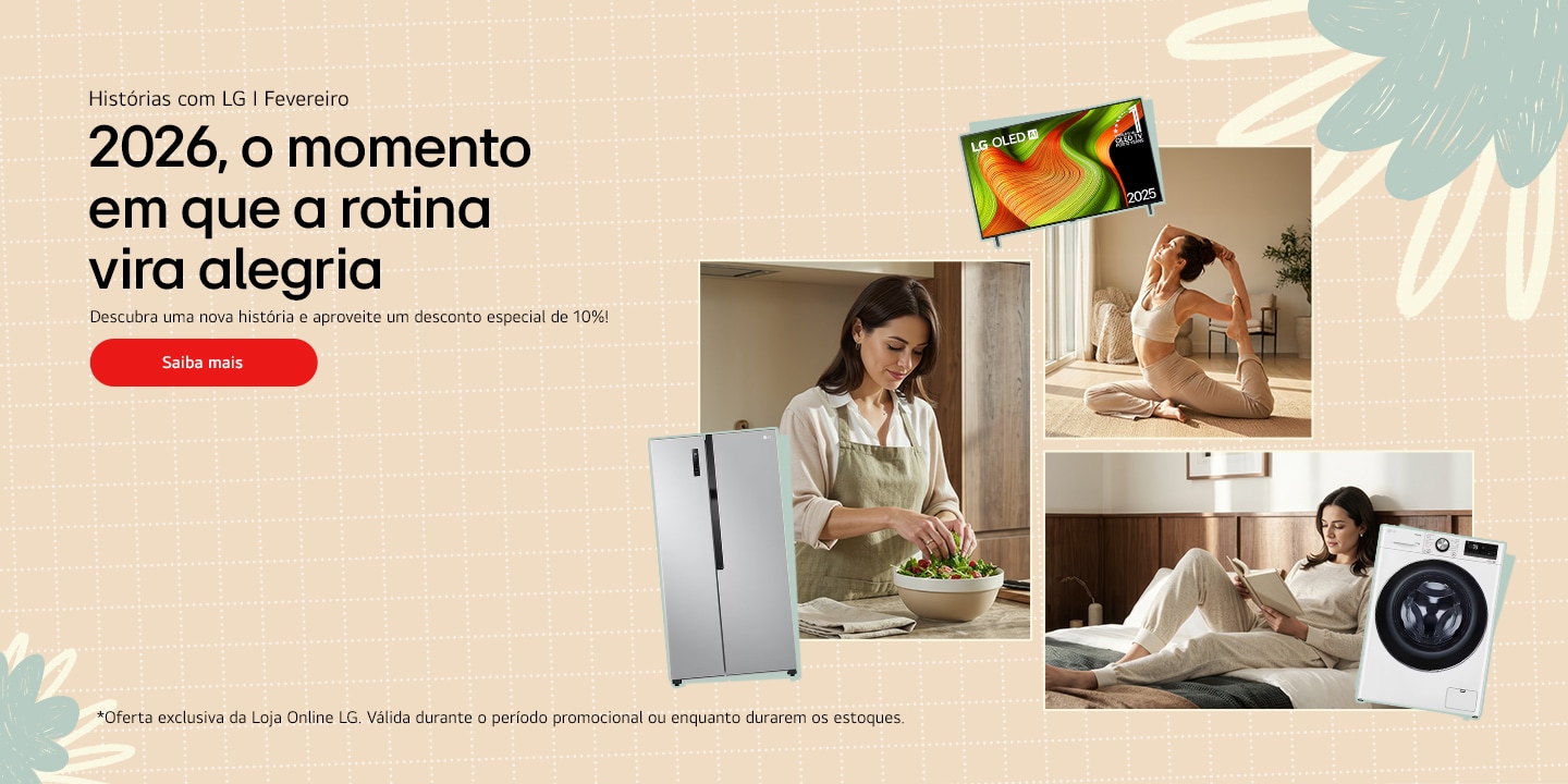 Visual clave de estilo de vida que muestra rutinas diarias en casa con electrodomésticos LG	