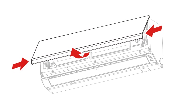 Puxe a seção superior do painel frontal e levante-a