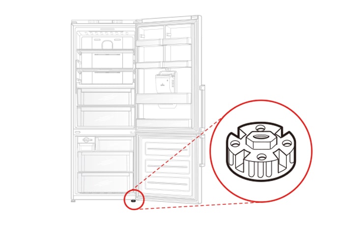 Há um parafuso na base do refrigerador