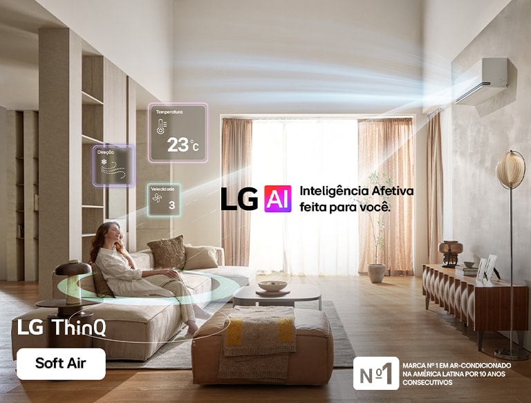 Foto ilustrativa mostra como a inteligencia do ar-condicionado LG atua de forma personalizada e aprende os habitos do usuario