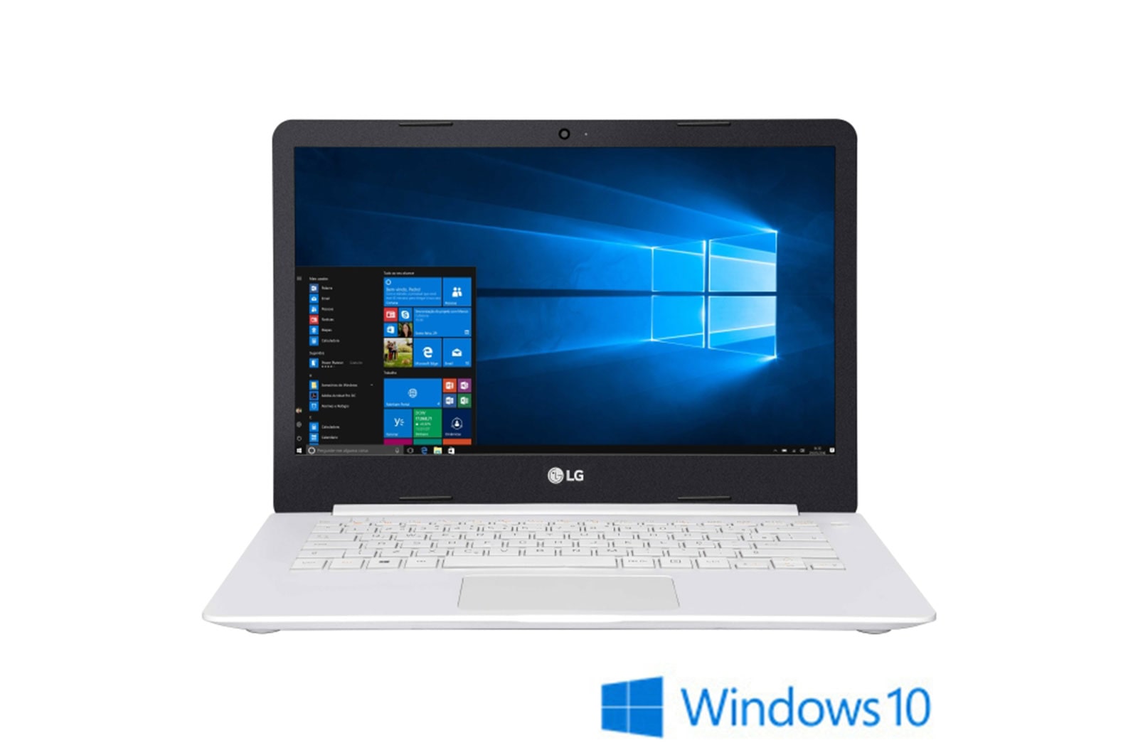 Vista frontal de Notebook LG Ultra Slim com display de 14&#34; HD LED LCD Processador Intel® Celeron®Quad Core 4100 14U380-L