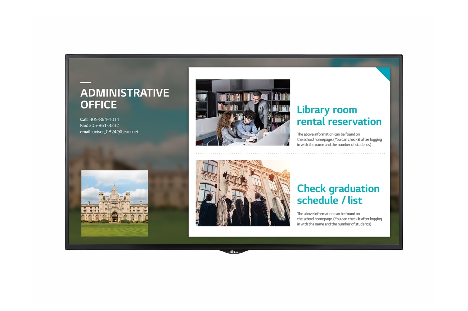 Vista frontal de Monitor Profissional Digital Signage LG, 43&#34;, Alto Falante integrado, 350cd/m², 18/7, Full HD 43SE3KE-B