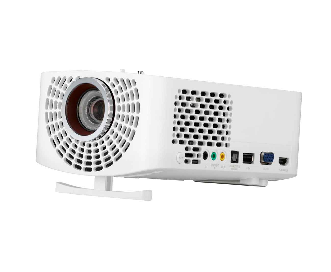 Vista frontal de Projetor Portátil LG FHD LED. Série Minibeam Pro. 150,000: 1  PF1500G