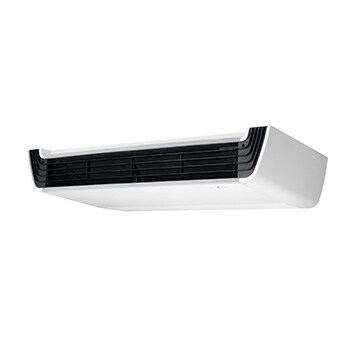 O LG Convertible, Ceiling Suspended ARNU36GV2A4 tem design em formato de V com grade frontal preta.