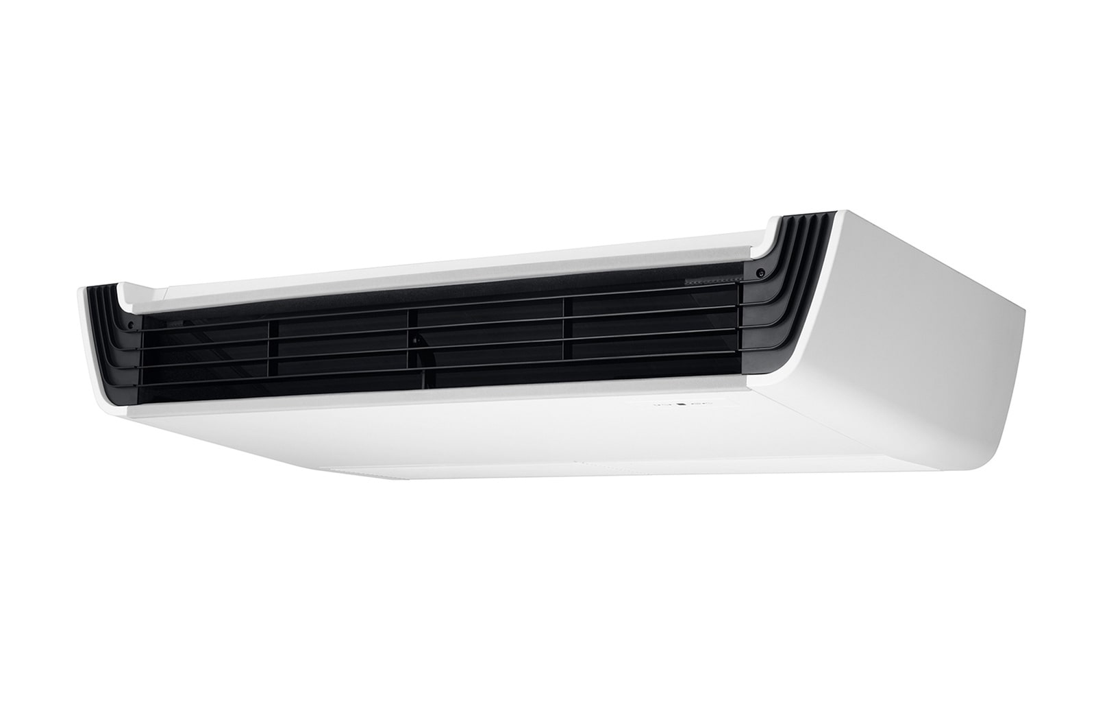 O LG Convertible, Ceiling Suspended ARNU36GV2A4 tem design em formato de V com grade frontal preta.
