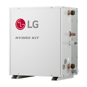 O LG Hydro Kit ARNH10GK2A4 tem um formato longo de paralelepípedo retangular e possui várias entradas nas laterais.