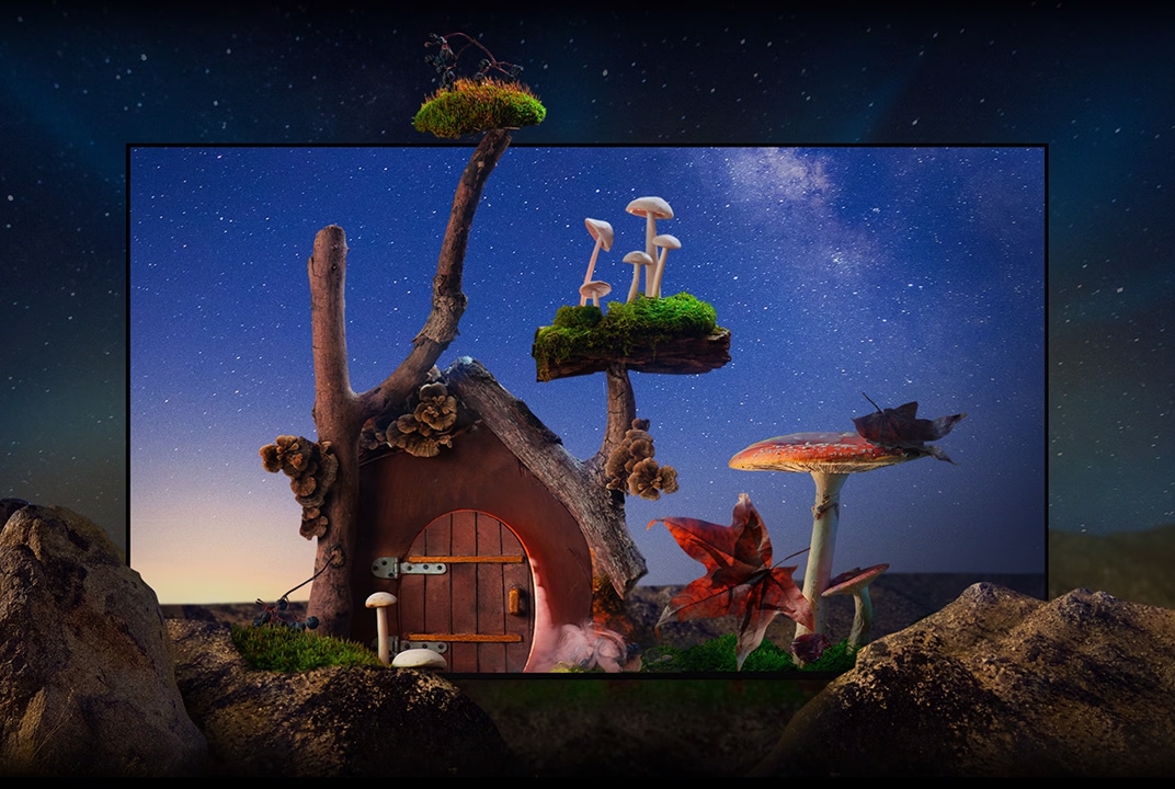 Cena de jogo na LG TV com realces brilhantes e sombras profundas ilustra desempenho de jogo HDR baseado em HGiG.