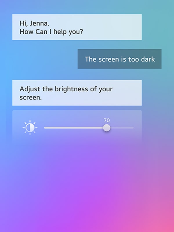 LG TV exibindo cena de ficção científica com painel de Chatbot IA ilustra assistência de IA para configurações de imagem.