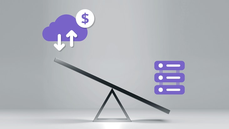Essa imagem ilustra que, como uma solução baseada na nuvem, ela oferece custos de investimento inicial mais baixos para o custo total de propriedade (TCO) em comparação com as soluções no local.