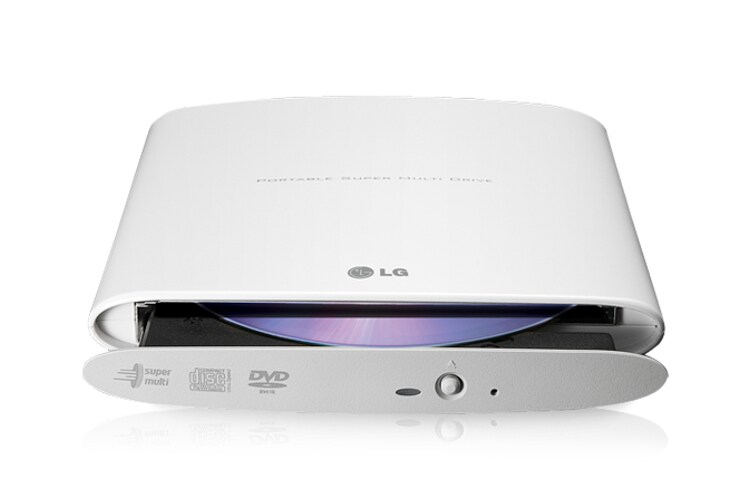 Vista frontal de Drive externo portátil slim, gravador e leitor de DVD e CD GP08NU6W