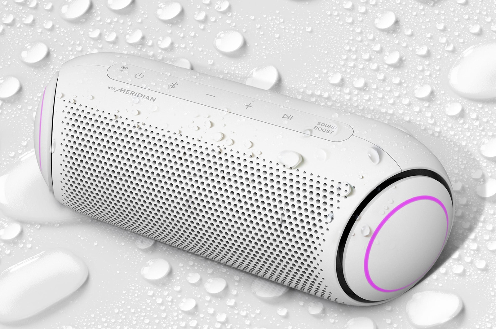 LG CAIXA DE SOM PORTÁTIL LG XBOOM GO PL7W -  MERIDIAN, BLUETOOTH, SURROUND, 24 HORAS DE BATERIA, IPX5, BRANCO, PL7W