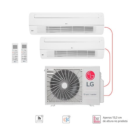 Ar condicionado Multi Split Inverter 2 ambientes ( 1via 1X 9.000BTUS, 1X 18.000BTUs) Quente/Frio WiFi integrado - E2Q2102.OBS