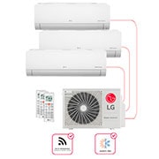 Vista frontal de 3 Ambientes (Hiwall 1x9, 2x12) Quente/Frio, WiFi, 220V , Ar Condicionado Multi Split E3Q2413.OBS