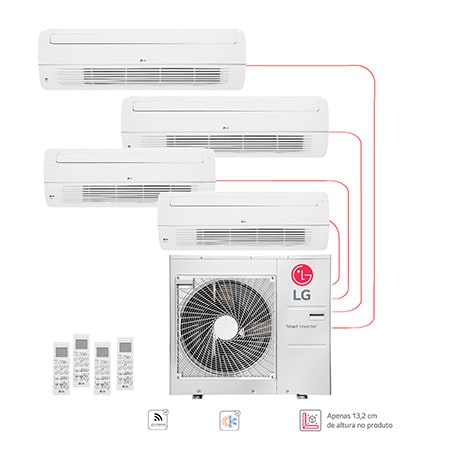 4 Ambientes (Cassete 1 Via 2x9, 2x24) Quente/Frio, WiFi, 220V , Ar Condicionado Multi Split - E4Q4808.OBS