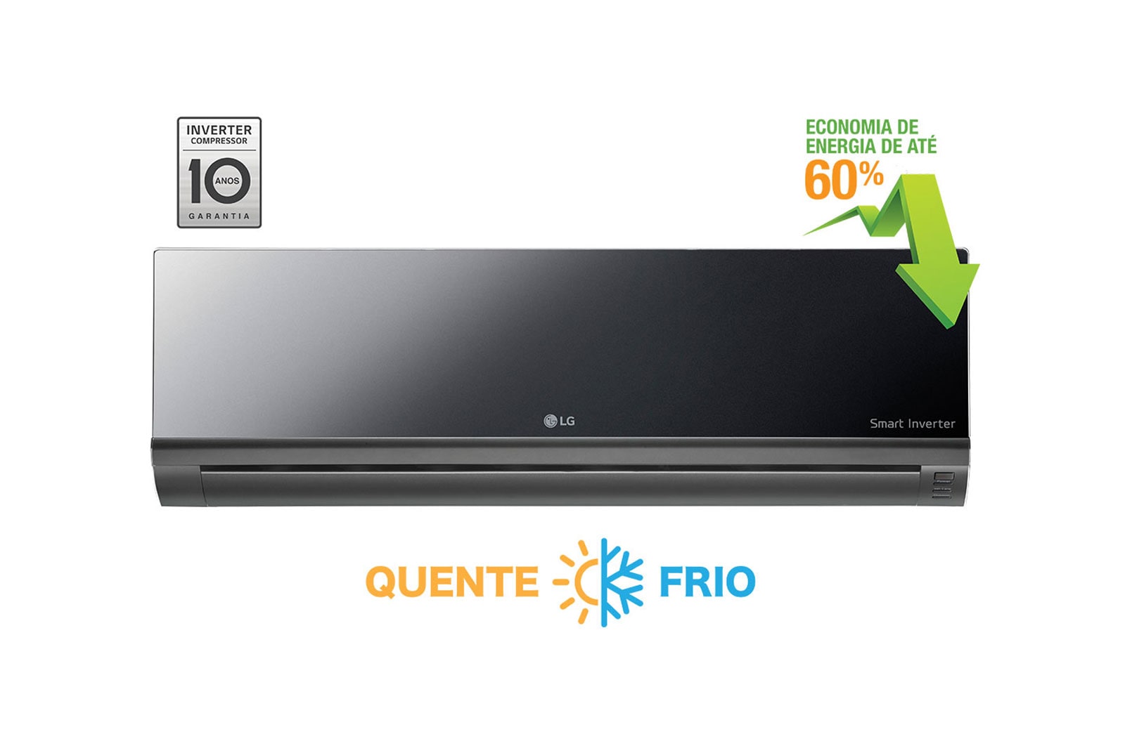 Vista frontal de Ar Condicionado Split LG Smart Inverter Artcool, 9.000 Btu/h Quente/Frio AS-W092BRG2