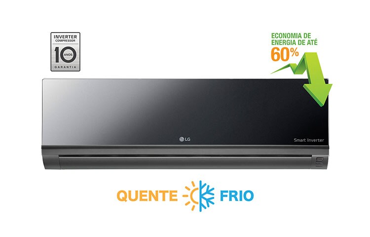 Vista frontal de Ar Condicionado Split LG Smart Inverter Artcool, 18.000 Btu/h Quente/Frio AS-W182CRG2