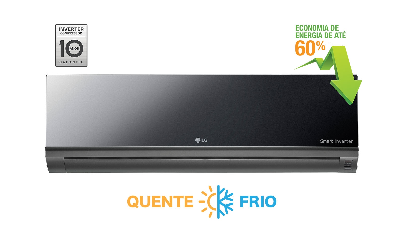 Vista frontal de Ar Condicionado Split LG Smart Inverter Artcool, 18.000 Btu/h Quente/Frio AS-W182CRG2