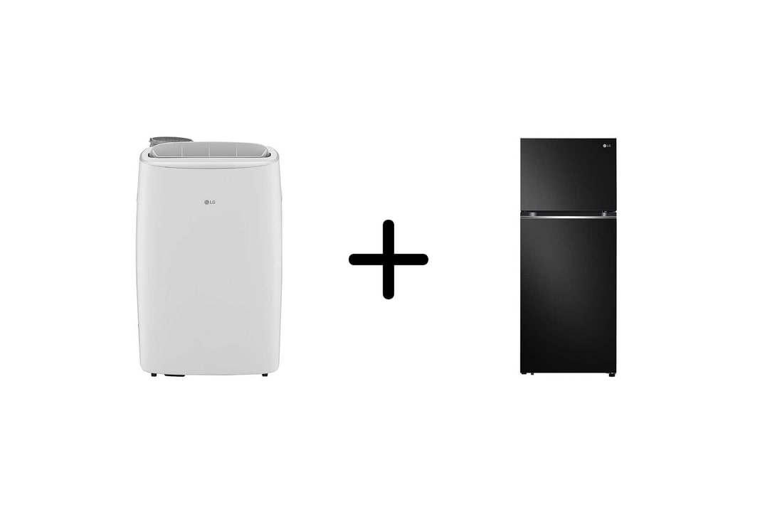 LG Combo LG Ar Portátil 127V + Geladeira Frost Free Inverter 395L Black Inox 127V, LP1419IVSI.B392P