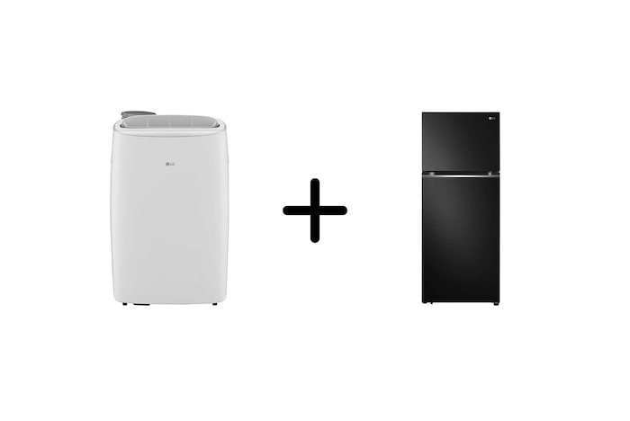 LG Combo LG Ar Portátil 127V + Geladeira Frost Free Inverter 395L Black Inox 127V, LP1419IVSI.B392P
