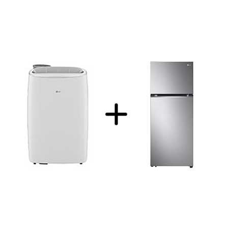 LG Combo Ar Portátil 127V + Geladeira Frost Free Inverter 395L Inox Look 220V - .B392P2 - LP1419IVSI